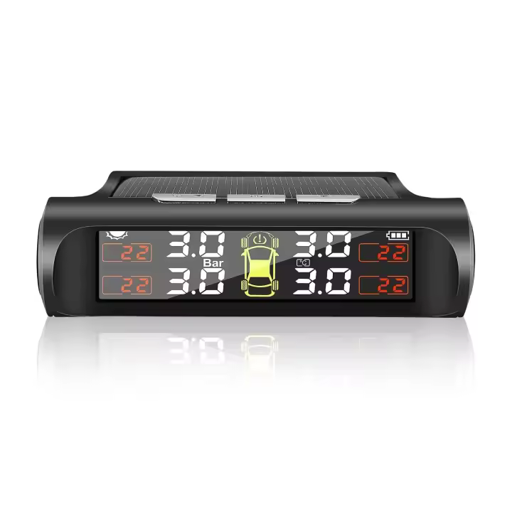 Sistema de monitoreo de neumáticos inalámbrico Solar TPMS LCD alarma de presión de neumáticos de coche advertencia de temperatura con 4 sensores - 1