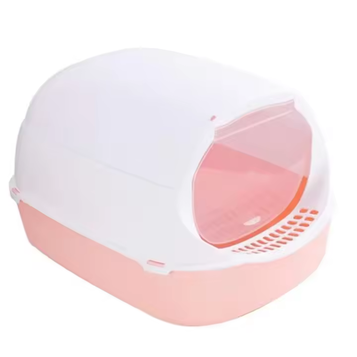 Caja de arena cerrada para mascotas, bandeja sanitaria de PP, a prueba de salpicaduras, gran capacidad, inodoro para gatos, a prueba de derrames, Baño - 1