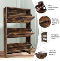 Mueble zapatero de 12 pares - Estantería de gran capacidad para vestíbulo o pasillo - (ancho) 60 x (profundidad) 24 x (alto) 80 cm - Madera clara blanca - details 140