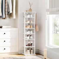 Zapatero, Estante Zapatero, Estantería para Zapatos, Mueble Zapatero de 8 Niveles, con 2 Ganchos, 50 x 28 x 113 cm, para Entrada, Dormitorio, Ahorra Espacio, Blanco - details 34