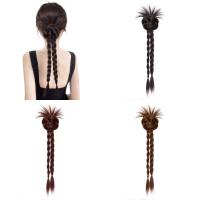 Peluca con moño de flores sintéticas, extensiones de cabello con Clip, trenza torcida, cola de caballo, moño rizado Natural y esponjoso - details 1