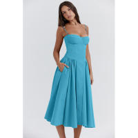 Vestido Largo Vintage de Verano 2025 Estilo de Corte Real con Cuello de Corazón Dulce - details 58