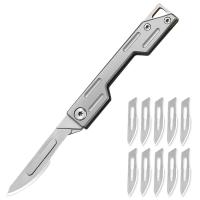 Cuchillo Plegable De Acero Inoxidable Con Llavero Cuchillo De Bolsillo Quirúrgico Con Hoja Reemplazable Kit De Cuchillo Para Manualidades - details 3