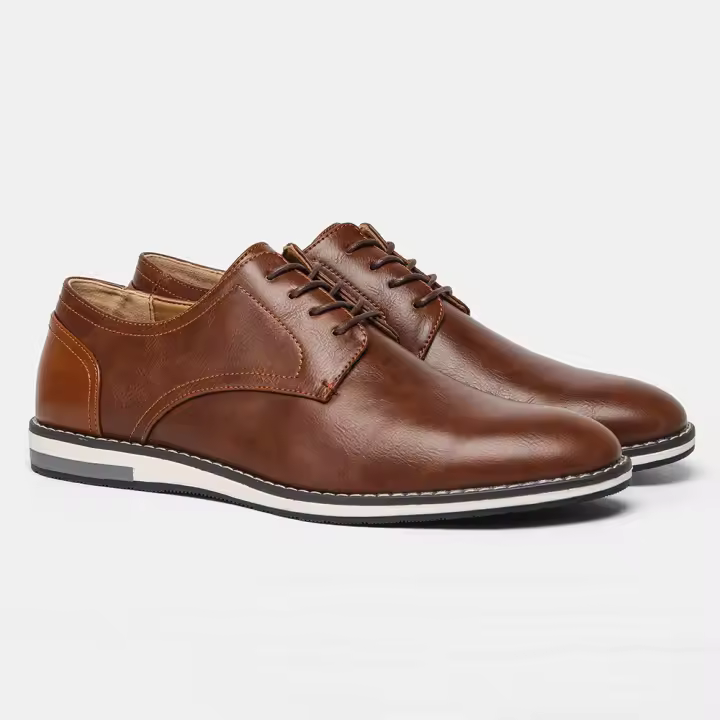 Zapatos individuales para hombre, zapatos casuales transpirables a juego con el color, cómodos zapatos casuales de cuero - 1