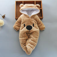 Pudcoco-Pelele con capucha para bebé, niña y niño, traje de nieve de vellón con broche, ropa de abrigo de invierno, mono con patrón lindo - details 1