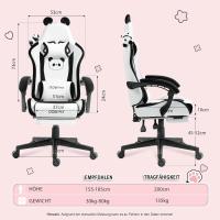 Silla de juego para ordenador, diseño ergonómico, con respaldo alto, soporte lumbar, reposapiés, piel sintética - details 17