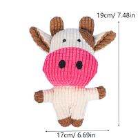 Juguetes de peluche de animales de vaca rosa para mascotas, juguetes chirriantes para masticar, silbidos, ardilla envuelta, lindo - details 4