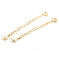 Cadenas de latón de Color dorado de 18K con extremo de gota, cadenas extensibles con cierres redondos de resorte, suministros de joyería Diy de alta calidad para mujer - details 3