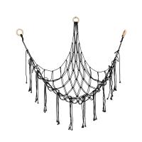 Hamaca de juguete de peluche bohemia, forma Triangular, cesta de almacenamiento de malla colgante, red de pared con borlas de algodón para dormitorio y sala de estar - details 23