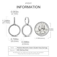 Pendientes de aro circulares de Plata de Ley 925 de Color dorado, pendientes dorados aptos para dijes originales, joyería fina Diy para mujeres a la moda - details 35