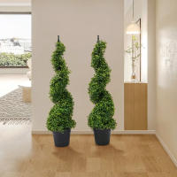 Planta en maceta de simulación en forma de torre de árbol en espiral de 2 piezas para decoración del hogar, vestíbulo, oficina, cocina, escuela, estudio, sala de estar 90 cm * 35,4 pulgadas - details 0