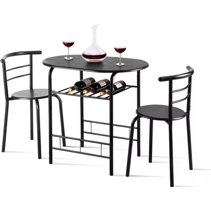 Juego de Mesa de Cocina 3 Piezas para Ahorrar Espacio Mesa de Cocina con Estante y 2 Sillas - 1