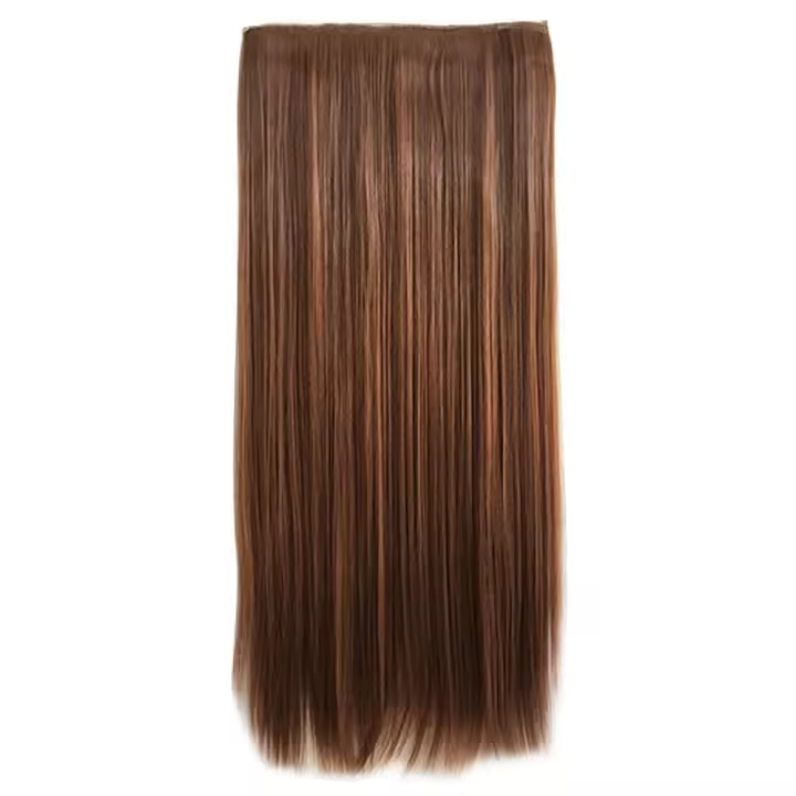 Peinado largo sintético suave y liso, cabello falso Natural, 5 extensiones de cabello con Clip, pieza de cabello colorida negra y roja para mujeres/niñas - 1
