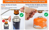 Equipado con 2 tipos de conectores, perfecto para diferentes tanques de gas