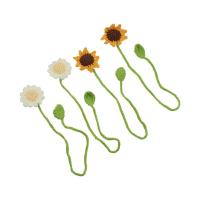Marcapáginas de punto hecho a mano INS, colgantes florales de margaritas únicos, marcador de página de cinturón, marcador de libro de ganchillo para niñas - details 6