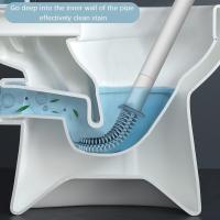 Cepillo De Inodoro De Silicona Con Mango Largo Y Soporte Para Secado Rápido Accesorio De Baño Flexible Y Ecológico - details 8