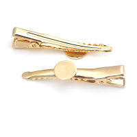 10 Uds. De hierro de Color dorado de 18K con bandejas, Base para pinza para el cabello, joyería artesanal de alta calidad, suministros para hacer el cabello, accesorios para mujer - details 1