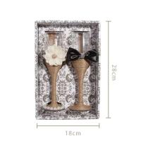 2 unids/set copas de champán de cristal para novia y novio, copas de vino tostadas y decoración de vestido, regalo para boda - details 0