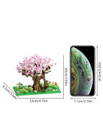 DIY Microparticle Building Set Pink Mini Sakura Tree House Toy Model Decorative Ornament Children's Puzzle Toy - details 8