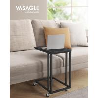 Mesa Auxiliar Moderno Mesa Lateral con Ruedas y Pies Ajustables Ideal para Dormitorio, Marco de Acero, Fácil de Montar Negro Ébano LNT050B56 - details 2