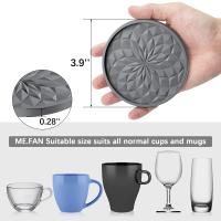 Posavasos de silicona con soporte para bebidas, posavasos para bebidas calientes o frías, bandeja profunda, antideslizante, antiadherente, salvia del desierto, paquete de 6 - details 1