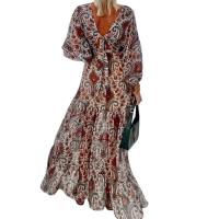 Vestidos estampados con cuello en v para mujer, moda informal - details 2