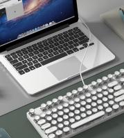 Teclado mecánico Retro Steam Punk para juegos, 104 teclas, luz blanca, tapa redonda, LED, retroiluminación brillante, con cable USB - details 4