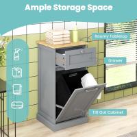 Armario para ropa sucia, cesto de madera para ropa sucia con 1 cajón, armario de suelo con cesta extraíble de lavandería, para baño, lavandería, 40x37x82cm - details 13