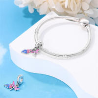 Encantos de Plumas de Plata Esterlina S925 para Mujeres Regalo de Joyería Fina para Cumpleaños Ajustables a Pulseras Originales de 3mm DIY con Zirconia - details 33