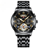Tourbillon de acero inoxidable no automático mecánico multifuncional reloj de negocios luminoso resistente al agua - details 4