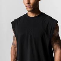 Camiseta sin mangas para correr de Color sólido para hombre, cuello redondo, absorbente de humedad, chaleco cortado de secado rápido, camisa deportiva de verano - details 5