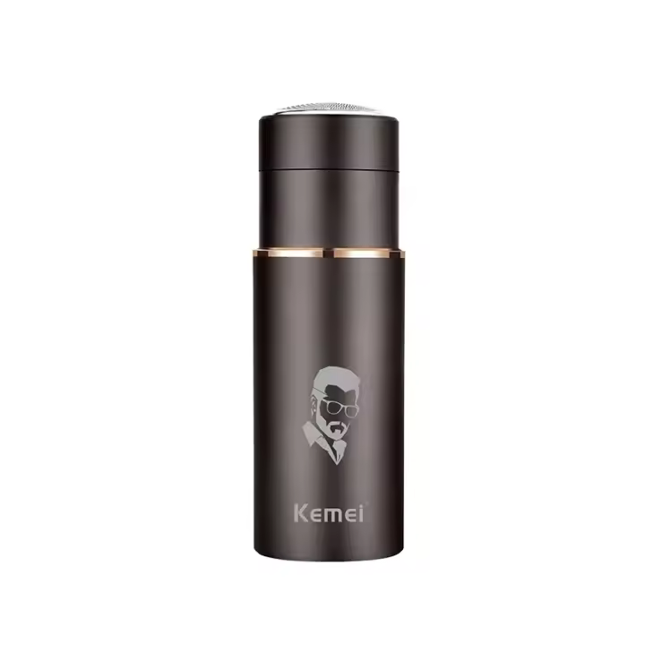 Kemei-Mini afeitadora eléctrica de viaje para hombre, TYPE-C, recargable, lavable, pequeña, portátil, recortadora de barba Original, uso seco y húmedo - 1