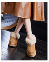 Botas de nieve de cuero Forro polar de suela gruesa Botas cortas de pelo real cálido - details 15