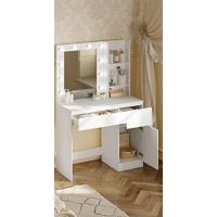 Maquillaje con Espejo 4 Cajones Mesa de Maquillaje con Taburete Moderno Cosmético con 10 Bombillas LED 90x40x140cm Blanco 0029SZT - details 9
