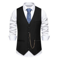 Chaleco de Traje Slim Fit para Hombres Nuevo Arrival Accesorios de Cadenas de Moda Casual Vintage Para Fiesta de Boda Material Exterior de Poliéster - details 10