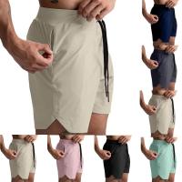 Pantalones Cortos de Gimnasio para Entrenamiento Casual de Fitness Secado Rápido, Una Capa, Color Sólido, con Cordón - details 1