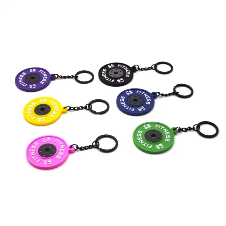 Mini llavero con placas de barra a la moda, llavero con placas de barra creativas de simulación, joyería con mancuernas, regalos colgantes de la serie Fitness - 1