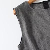 O mujeres gris cuello sin mangas vestido sin mangas nuevo otoño recto Mini Vestidos femeninos altos Vestidos - details 2