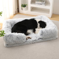 Cama De Perro Mediana Cubierta Por La Mitad Sofá Cuadrado Suave Para Gatos Relleno Total Cojín De Plush Casa Para Mascotas Materiales Ecológicos Lavable Mecánicamente - details 8