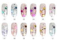 Polvo de Efectos de Uñas KADS Set de 12 Colores Glitter para Decoración de Uñas con Lánticas de Copos de Nieve Joyas de Manicura - details 3