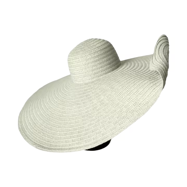 Sombrero de Playa de Paja de Color Sólido Sombrero de Sol para Mujer de Tamaño Grande con Borla - 1