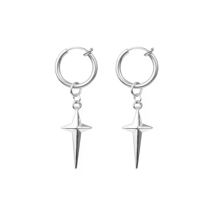 Joyas de Plata Esterlina Sencillas Pendientes de Cruz en Círculo de Metal Tapones de Pendientes - 1