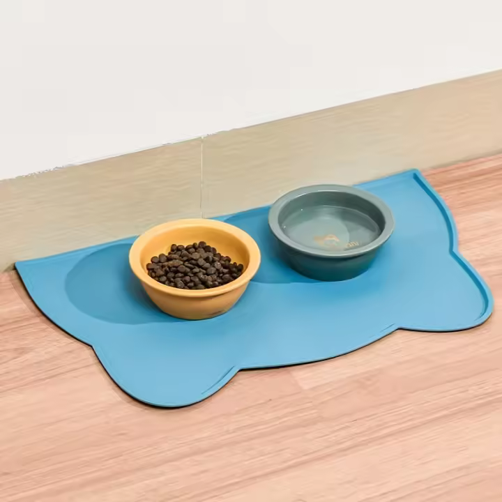 Alfombrilla de Alimentación de Mascotas para perros y gatos, tapete de silicona fina impermeable para comida de gato, tapete para cuenco de gato con borde elevado, Mantel Individual para gato - 1