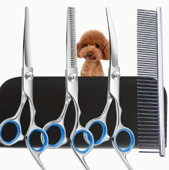 Tijeras Profesionales para Mascotas 6 Pulgadas Acero Inoxidable Conjunto de Herramientas de Belleza para Perros y Gatos - 1