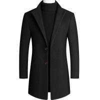 Chaqueta gruesa de lana para hombre, cortavientos de longitud media para otoño e invierno, color liso - details 0
