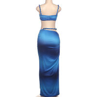 BUNO-Conjunto de 2 piezas de tejido para mujer, camisolas cortas plisadas lisas impresionantes + faldas largas de cintura alta, traje de vacaciones de tendencia femenina - details 72