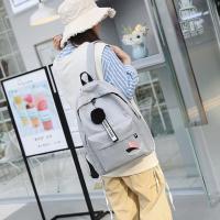 Mochila de gran capacidad con hojas impresas, mochila de lona de Color sólido con hojas impresas, mochila portátil con cremallera de estilo universitario - details 13