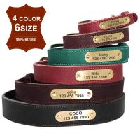 Juego auténtico perros, collares personalizados de cuero genuino mascotas, correas personalizadas para perros pequeños, medianos - details 1