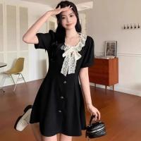 Vestido Vintage de Talla Grande con Cuello Redondo y Lazo Vestido Adelgazante de Estilo Veraniego para Ocultar la Forma del Cuerpo con Diseño Elegante - details 18