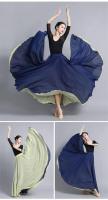Falda baile gasa flamenca para mujer, faldas largas Color sólido 720 grados, ropa práctica bailarina, falda de estilo chino con - details 14